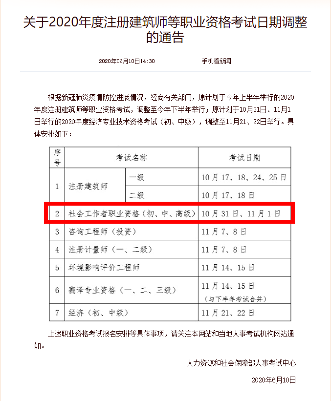 速看！官方公布2020年社工考试时间！